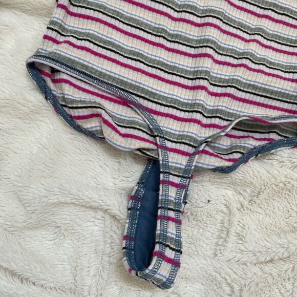 Intimately Free People Put A Stripe On It Stripe Thong Bodysuit Classic Combo - Picture 8 of 10